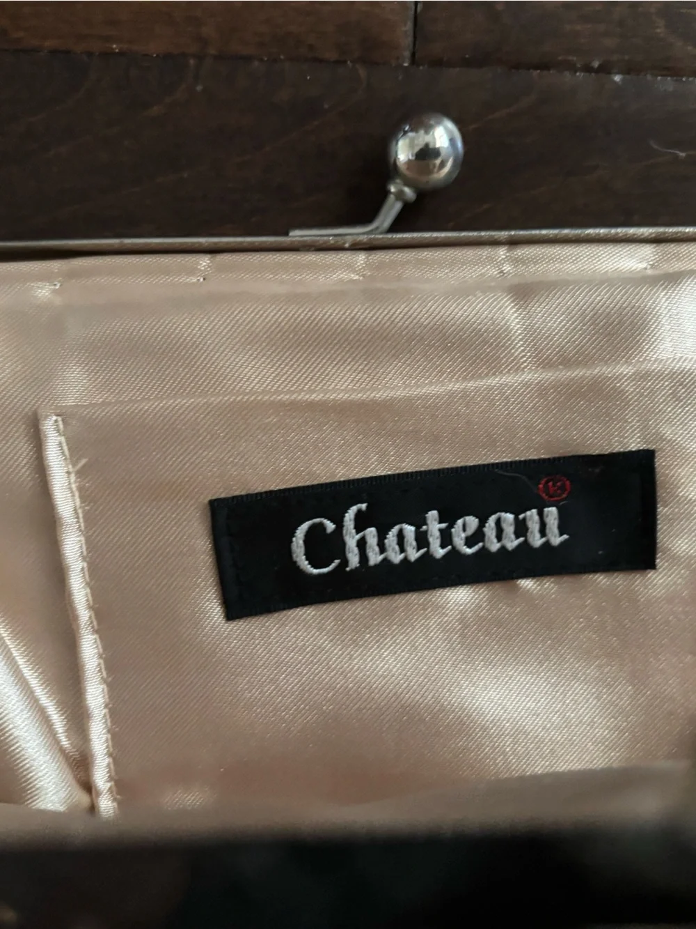 Chateau Vintage-Style Beaded & Embroidered Peacock Satin Kiss-Lock Clutch
